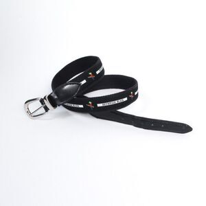 Bethpage Black Golf YRI Mens Size 40 Ribbon Belt Black Leather Silver Buckle